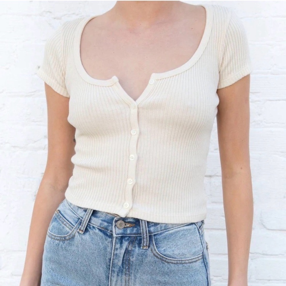 Brandy Melville women's pointelle cotton crop top size 5 - Picture 1 of 9